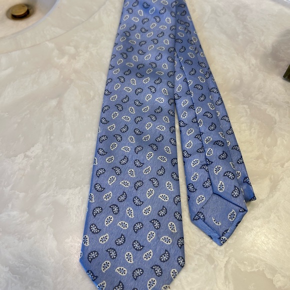 SOLD - Brioni Blue Micro Paisley Men's Tie, Silk, Made in Italy - Picture 3 of 9
